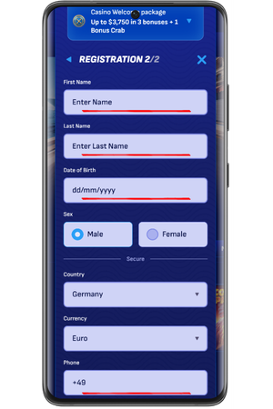 Wonaco AU account registration personal details form