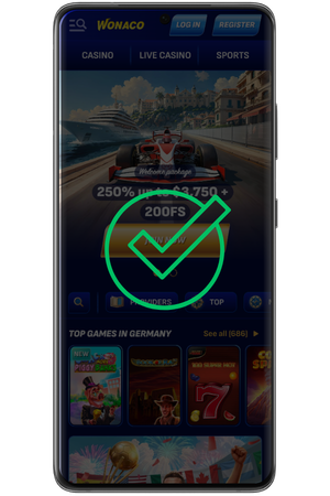 Wonaco online Casino account dashboard after successful login